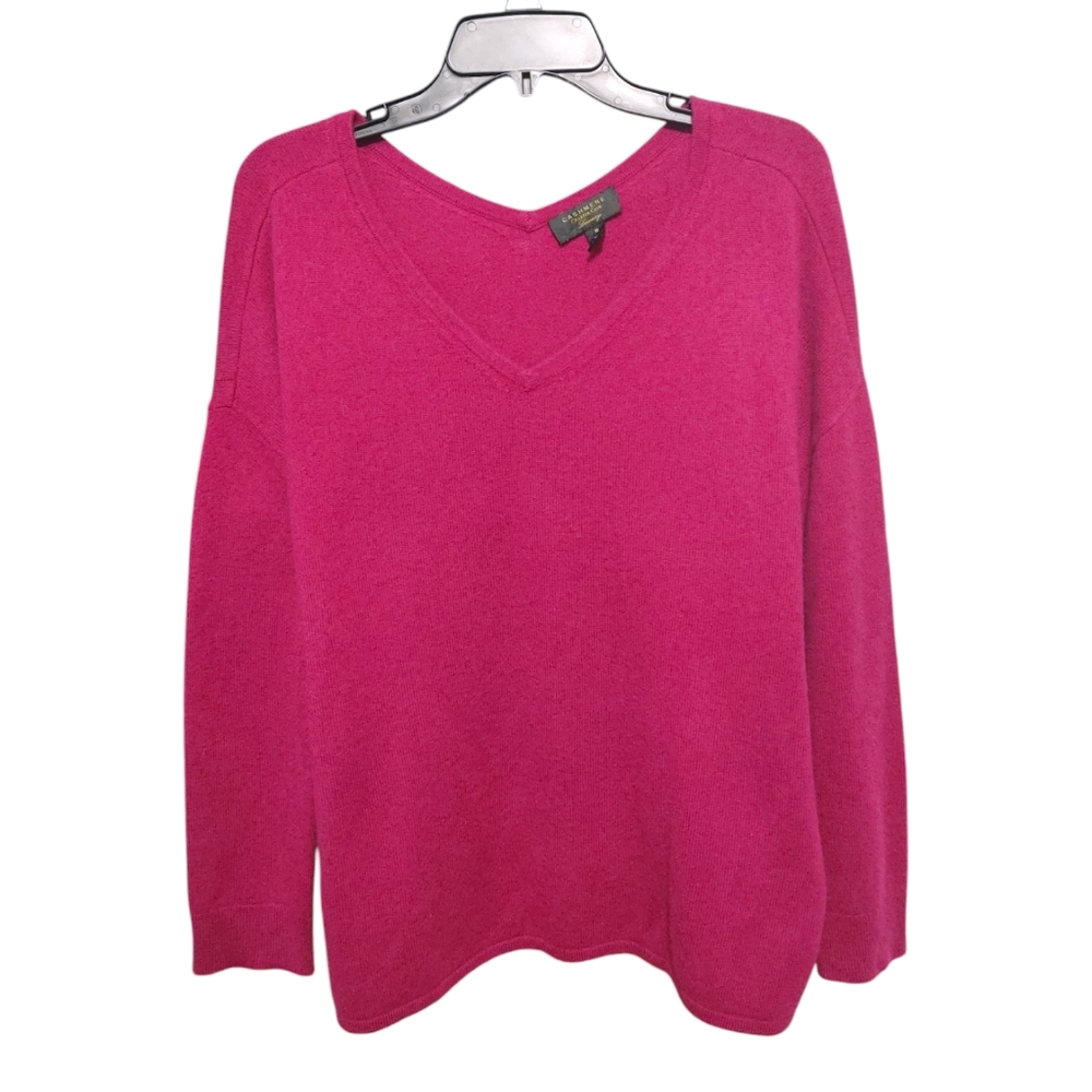 Charter Club Pink V Neck Cashmere Long Sleeve Sweater Womens Size Medium M